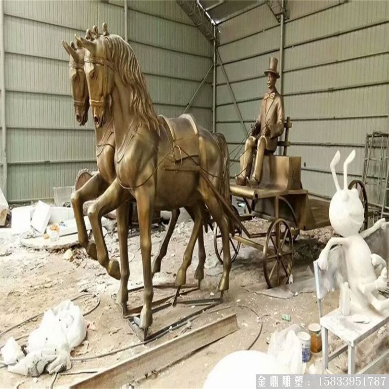 玻璃鋼仿銅馬車雕塑，馬車雕塑定做，啤酒節(jié)馬車雕塑1