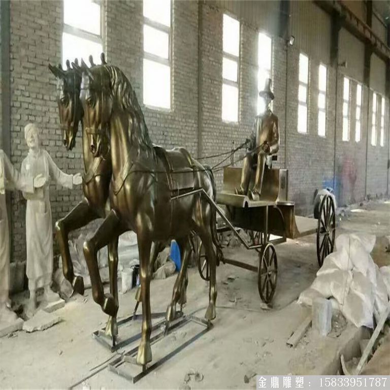 玻璃鋼仿銅馬車雕塑，馬車雕塑定做，啤酒節(jié)馬車雕塑3