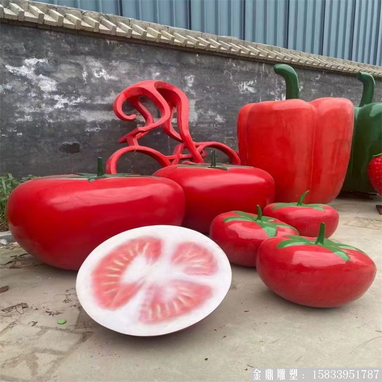 玻璃鋼卡通番茄西紅柿雕塑座凳7