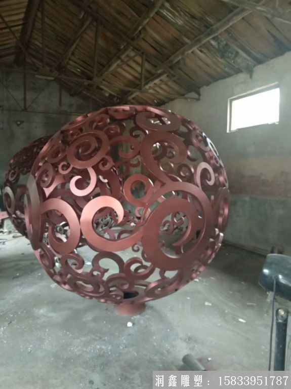 不銹鋼金屬鏤空球雕塑 