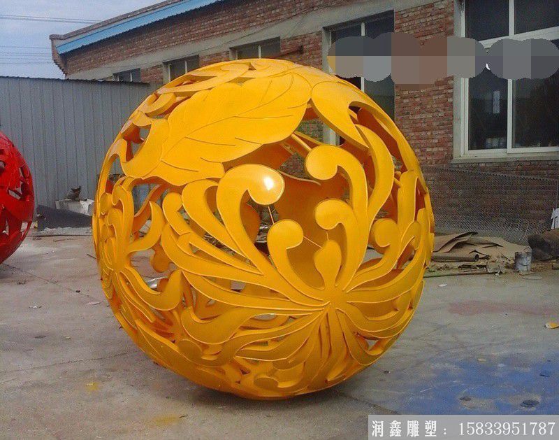 不銹鋼噴漆工藝鏤空球雕塑