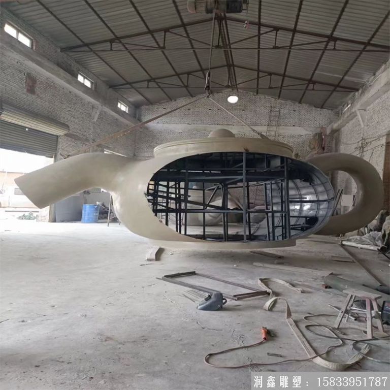 不銹鋼懸空天壺茶壺噴泉，景觀壺案例