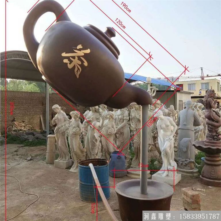 銅天壺流水噴泉 城市茶文化雕塑景觀