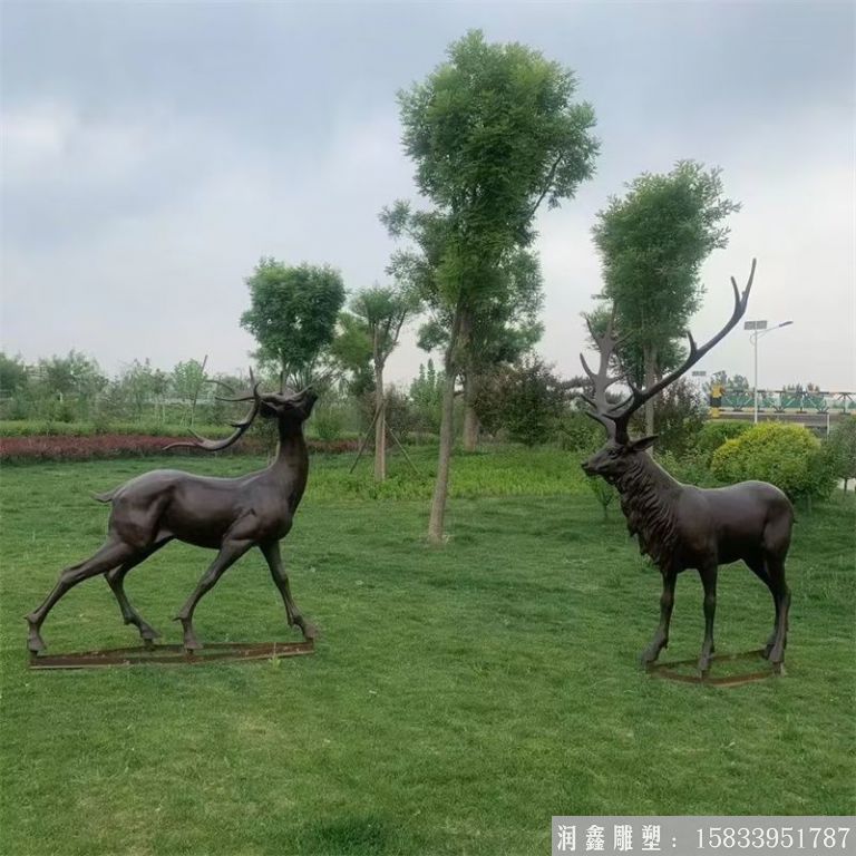鑄銅鹿雕塑 動物鹿雕塑景觀雕塑廠家